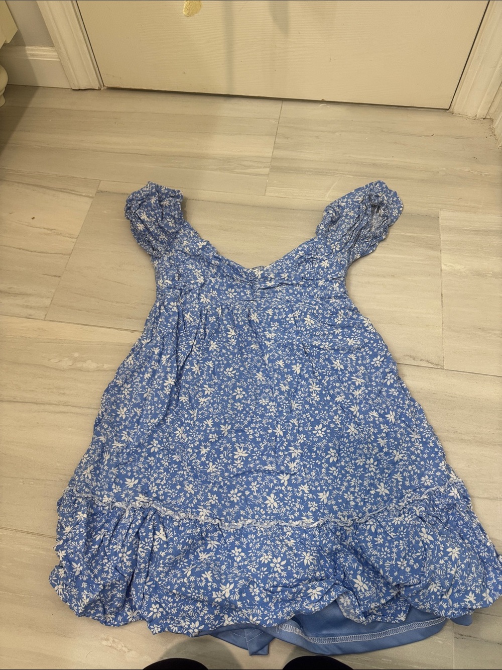 Altar'd State Blue Floral Ruffle Dress
